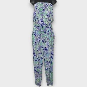 Stylish Lily Pulitzer NWT Blue and Green Floral Jumpsuit